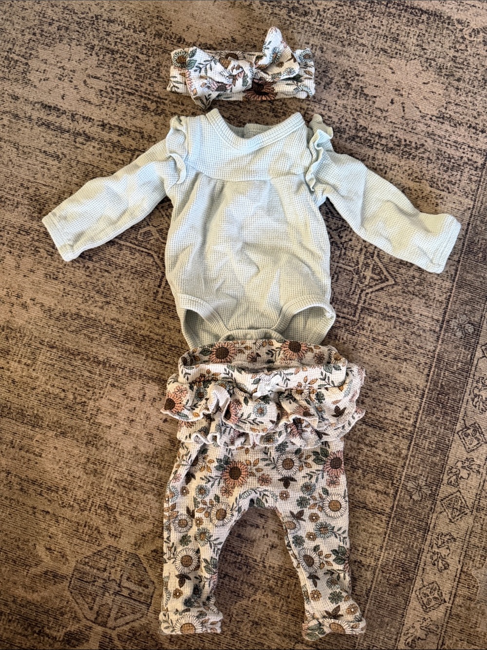 Catherine Malandrino Baby Mint Waffle-Knit Bodysuit